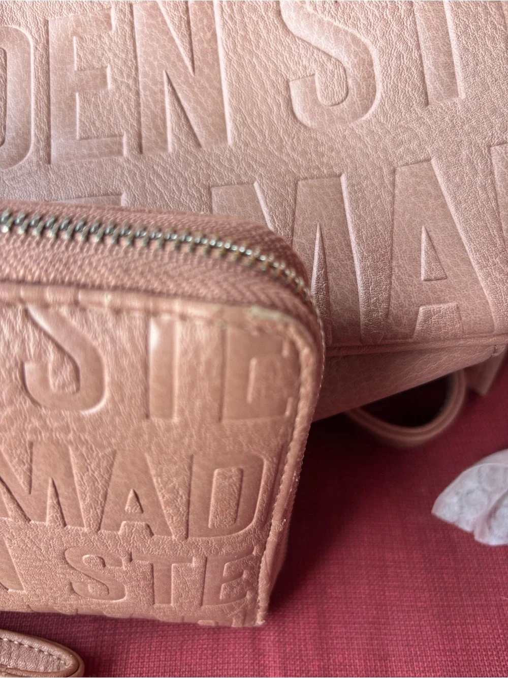 Steve Madden Dusty Pink Embossed Logo Backpack and Wallet Set